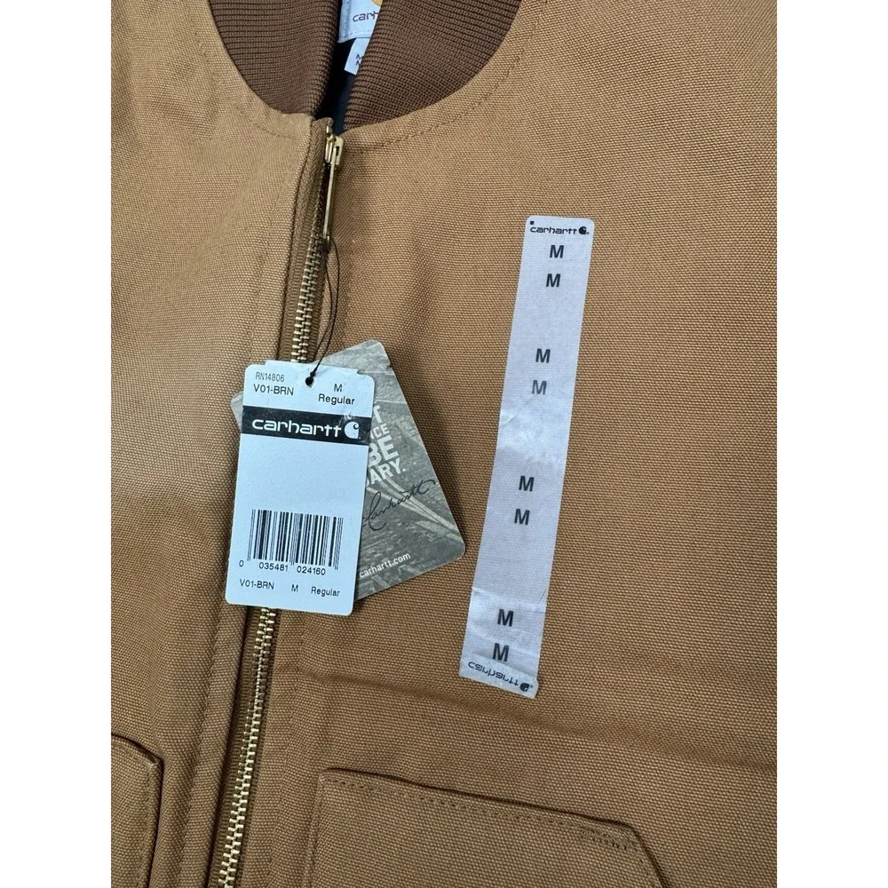 Carhartt Canvas Vest Mens Medium Brown Firm Insulated Work Quilted V01-BRN NWT